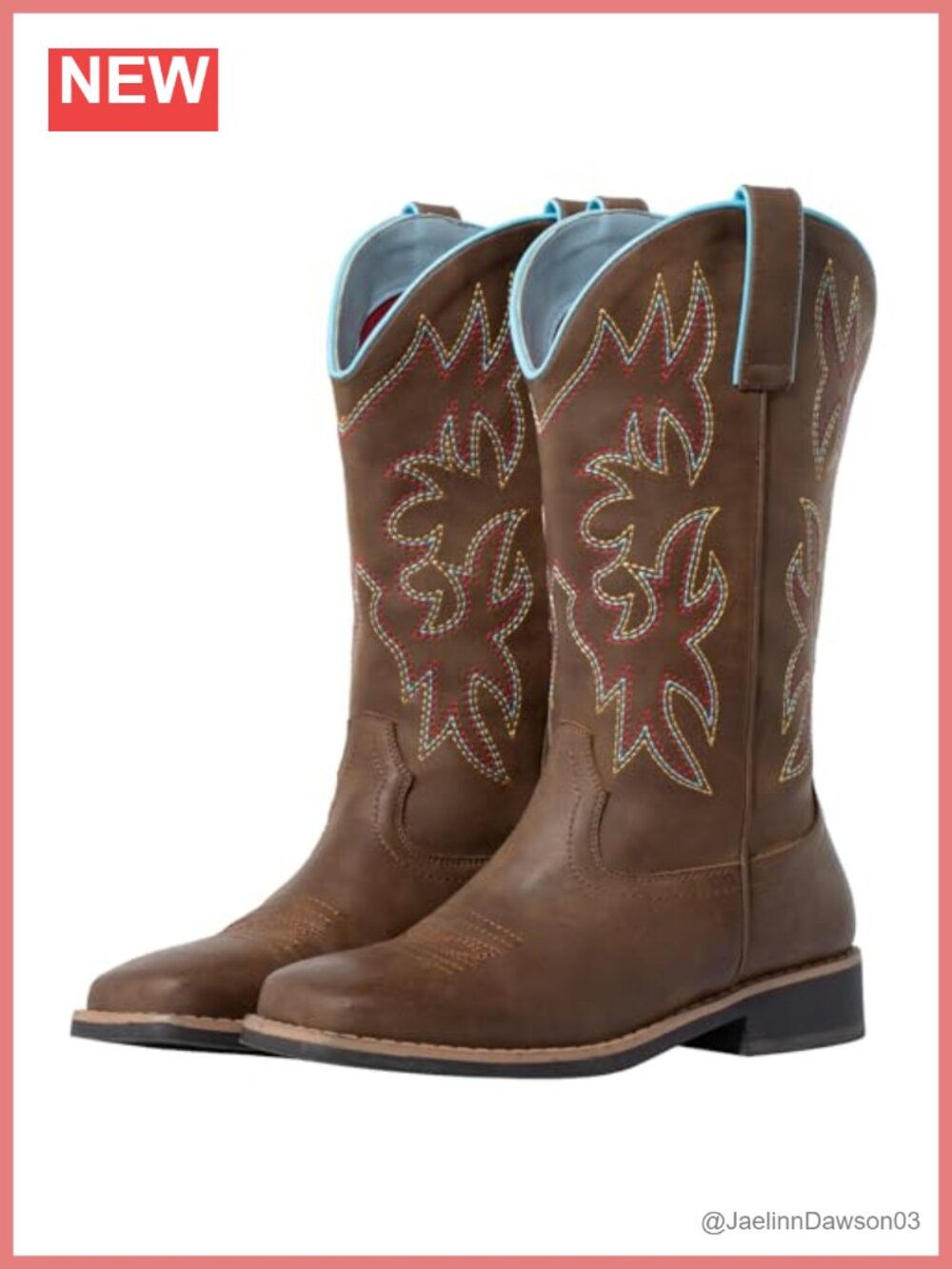 SheSole Wide Calf Cowgirl Boots Square Toe Faux Leather Western Boots